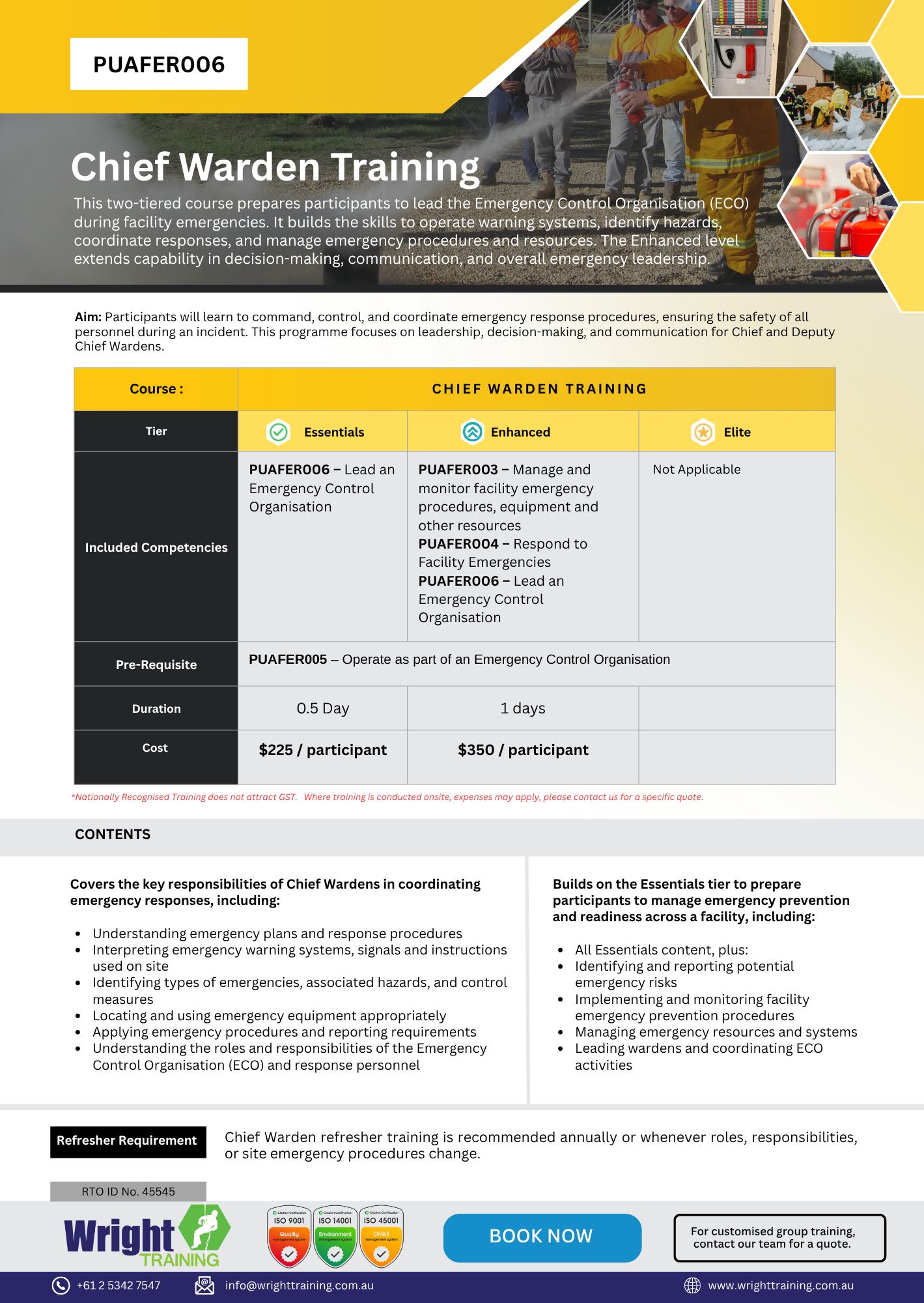 Chief Warden Training INFO FLYER - PUAWER004B and PUAWER005B Warden Training WEB