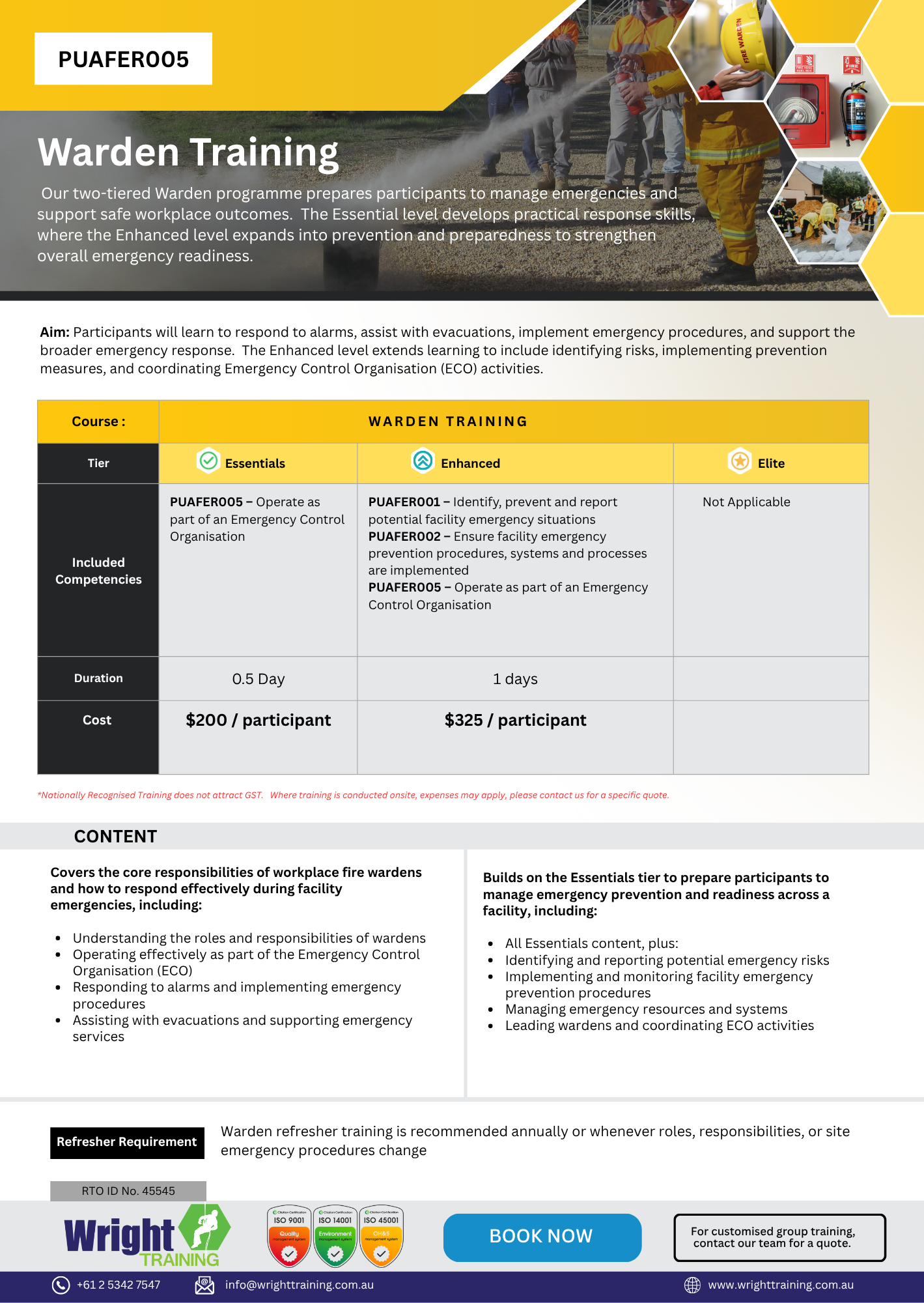 Warden Training INFO FLYER - PUAFER006 Chief Warden Training WEB